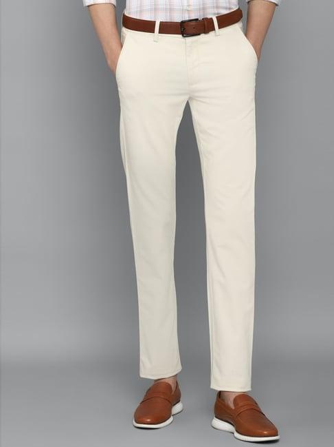 allen solly white cotton slim fit trousers