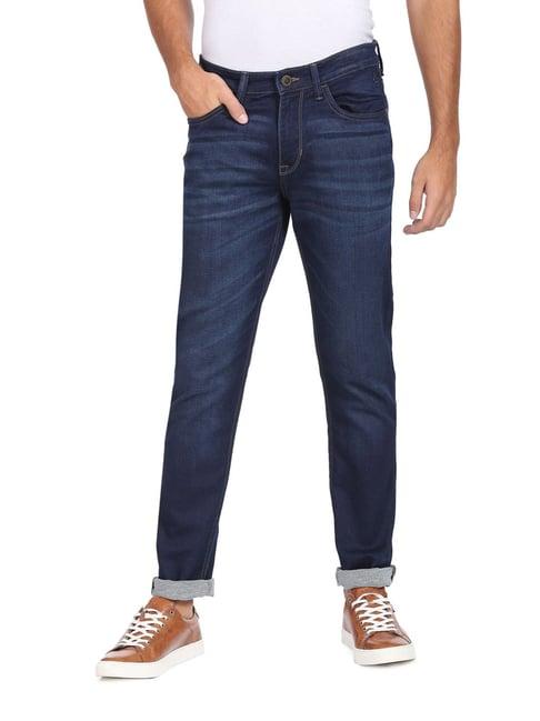 arrow sport dark blue cotton slim fit jeans