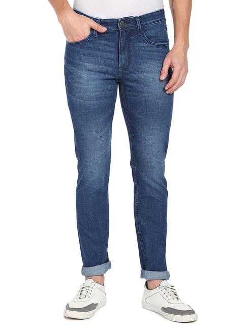 arrow sport blue cotton slim fit jeans