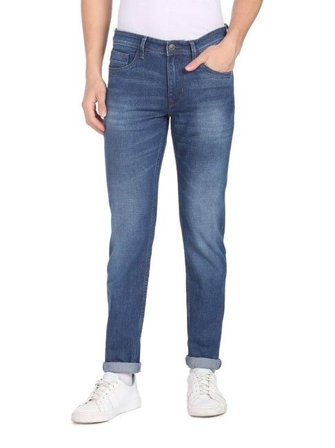 arrow sport blue cotton slim fit jeans