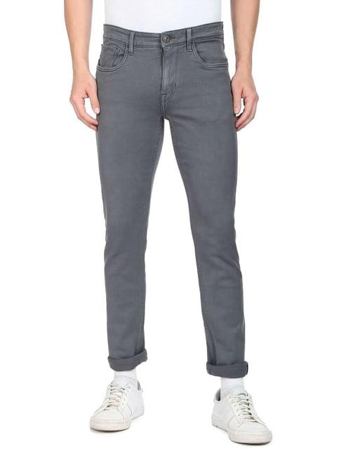 arrow sport dark grey cotton slim fit jeans