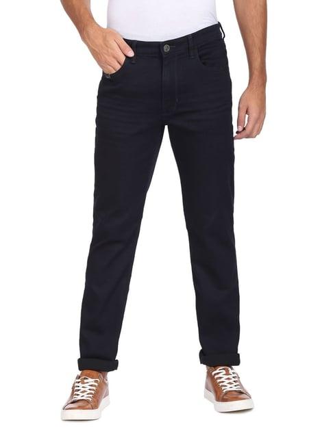 arrow sport dark blue cotton regular fit jeans