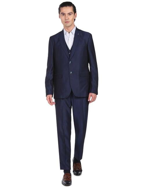 arrow navy regular fit three piece suit