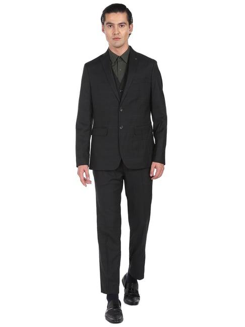 arrow olive regular fit checks three piece suit