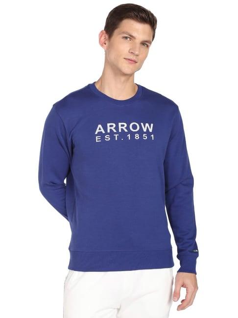 arrow sport blue  regular fit printed sweatshirt