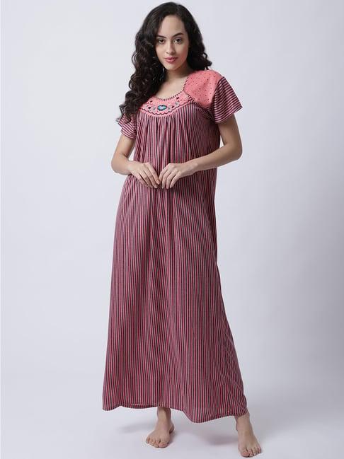 secret wish peach & blue stripes nighty