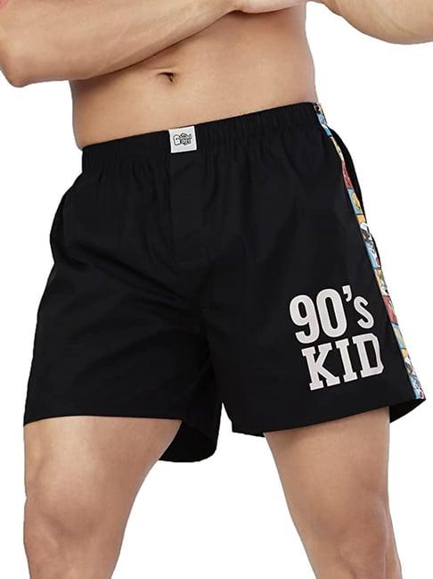 the souled store black printed boxer shorts