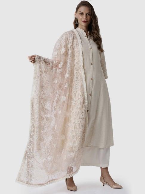 soch women white crepe embroidery duppatta