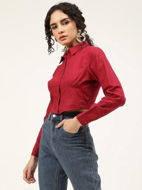 elle red cotton shirt