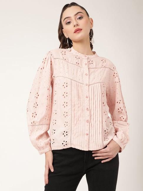 elle pink self design top