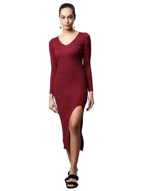 global republic maroon a-line dress