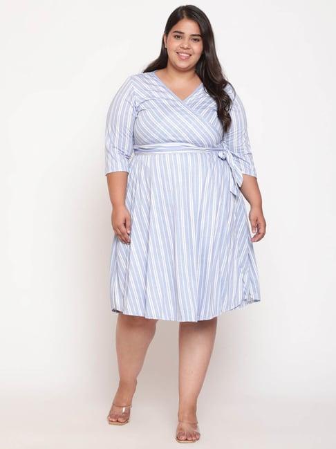 amydus blue striped wrap dress