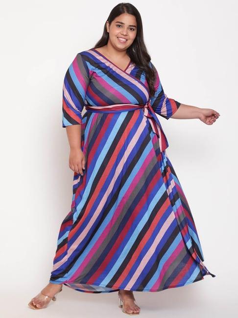 amydus multicolor striped wrap dress