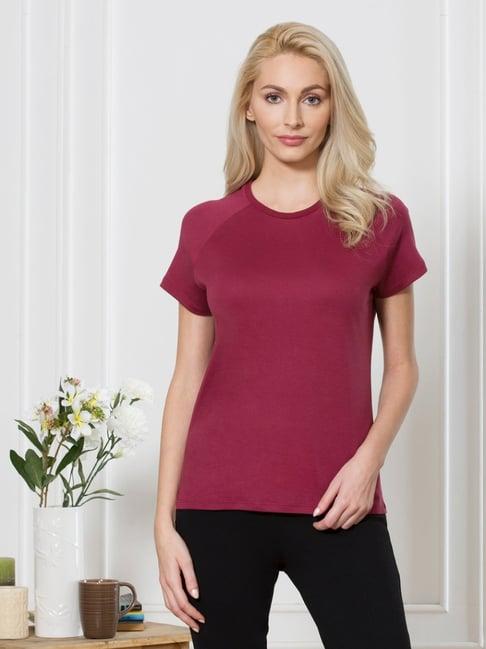 van heusen maroon cotton t-shirt