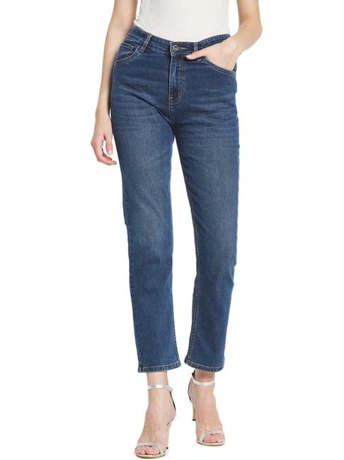 mettle blue cotton mid rise stretchable jeans