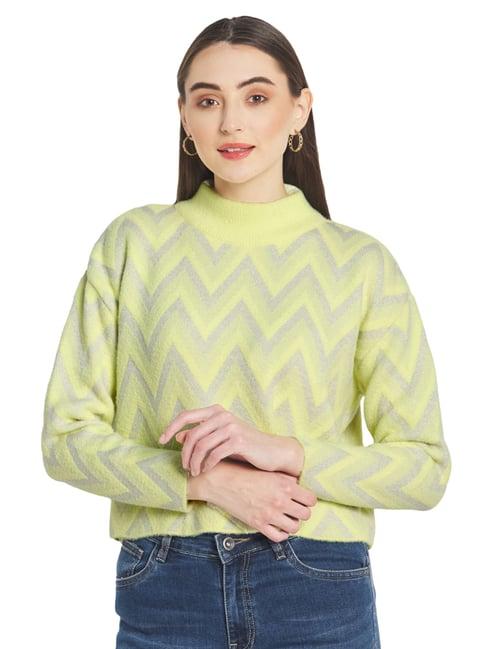 mettle yellow & grey printed pullover