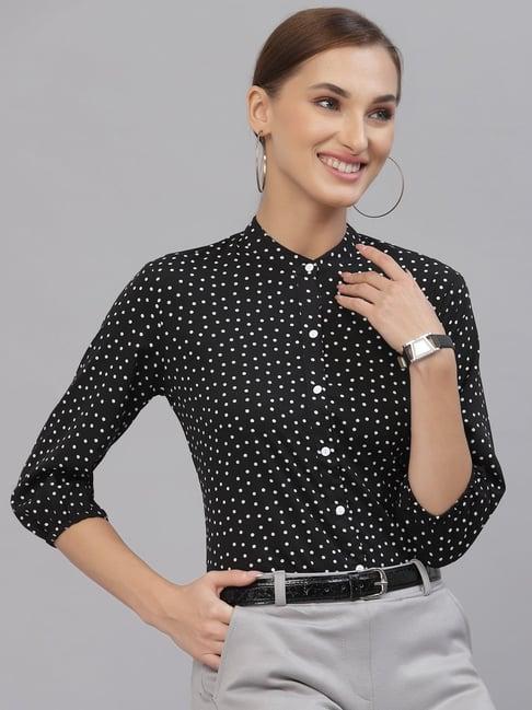 style quotient black polka dots shirt