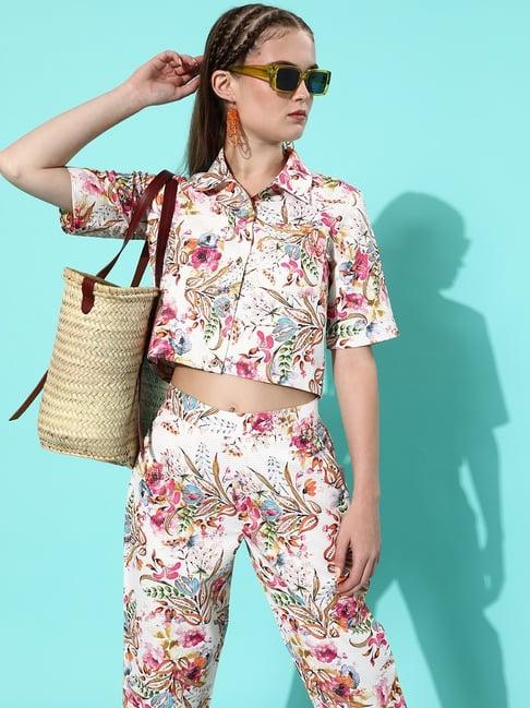 style quotient white floral print co-ord set