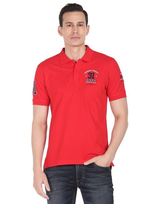 ad by arvind red polo t-shirt