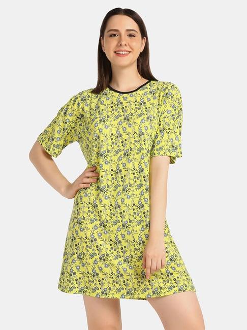 da intimo green printed night t-shirt dress