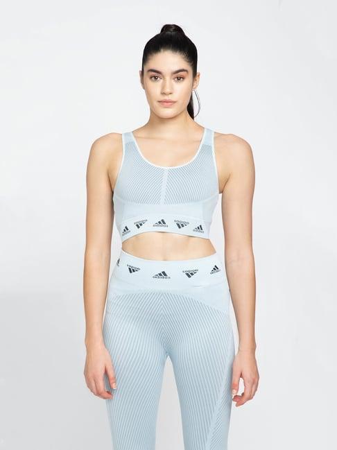 adidas blue polyester aeroknit b sports bra