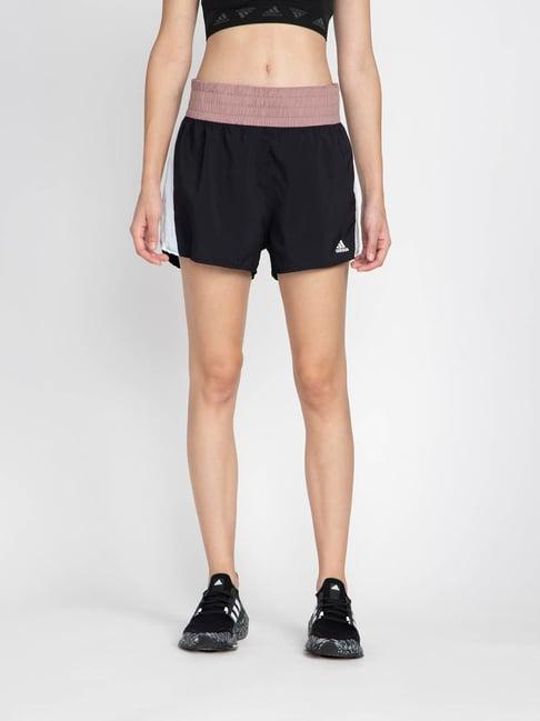 adidas black striped polyester w run sports shorts