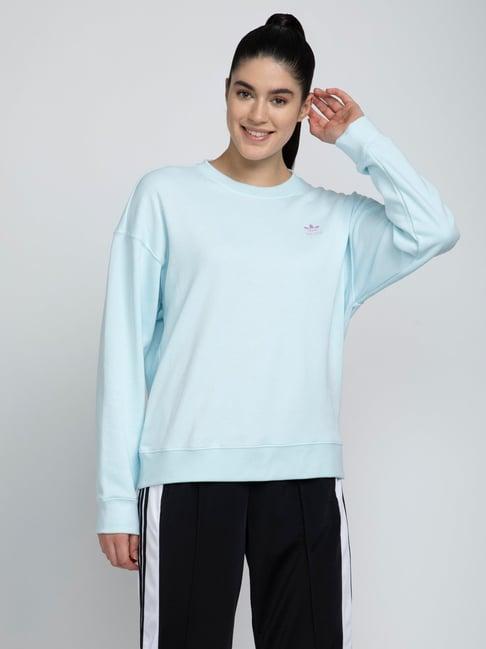 adidas originals sky blue cotton printed sweatshirt