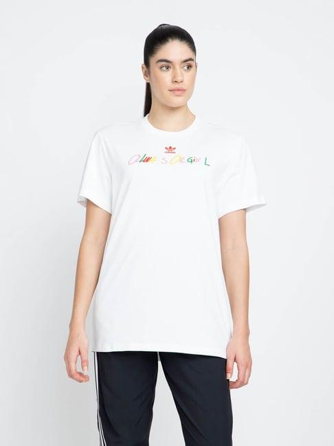 adidas originals white cotton graphic t-shirt