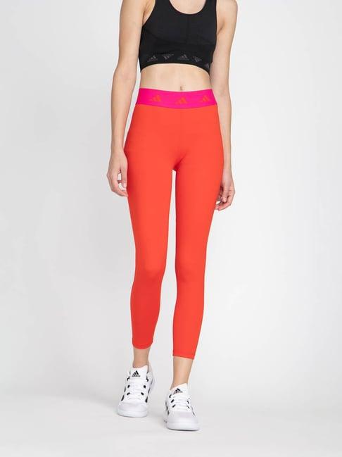 adidas red printed regular fit tf base 7/8 tights