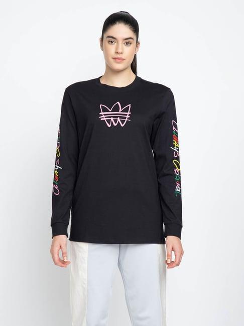 adidas originals black cotton graphic ls t-shirt