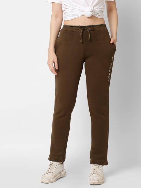 sweet dreams brown fleece mid rise trackpants