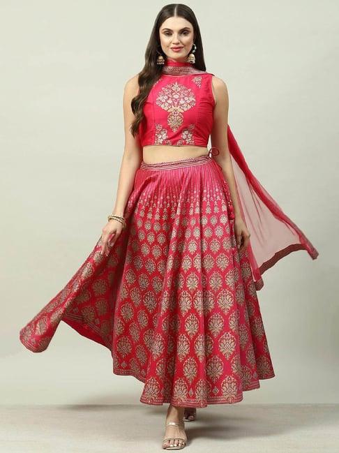 biba fuchsia printed lehenga choli set with dupatta