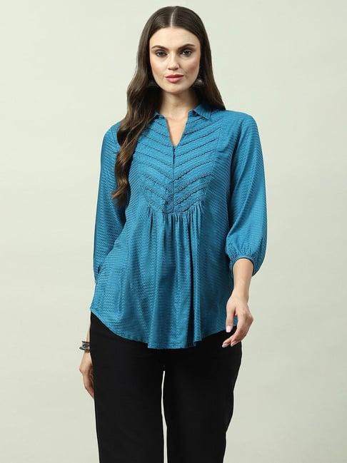 biba blue self design top