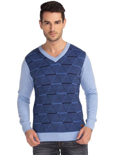 parx blue regular fit argyle sweaters