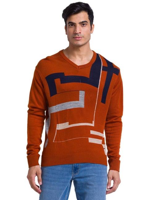 parx orange regular fit sweaters