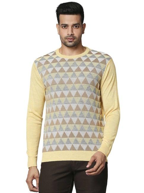 raymond yellow  regular fit argyle sweaters