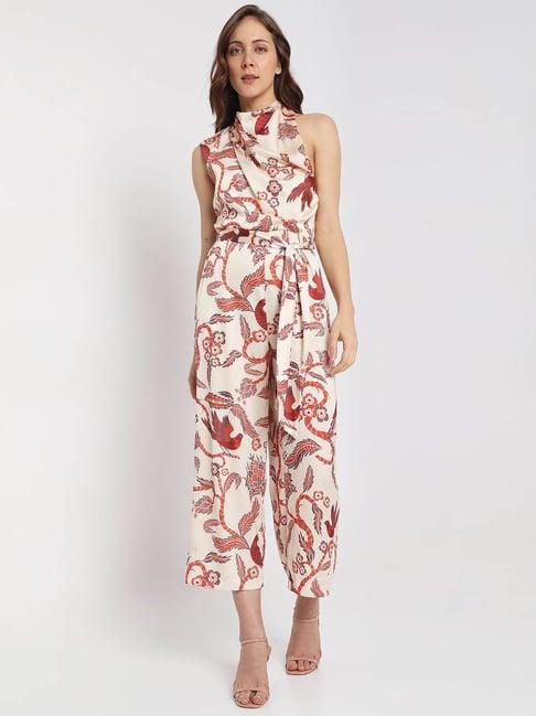 vero moda cream printed jumpsuit