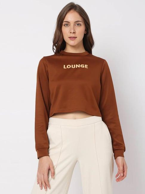 vero moda brown crop sweatshirt