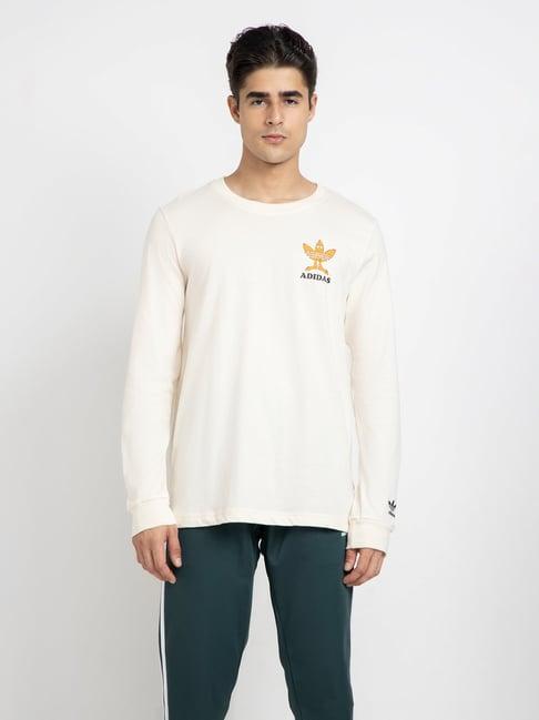 adidas originals cream printed crew t-shirt