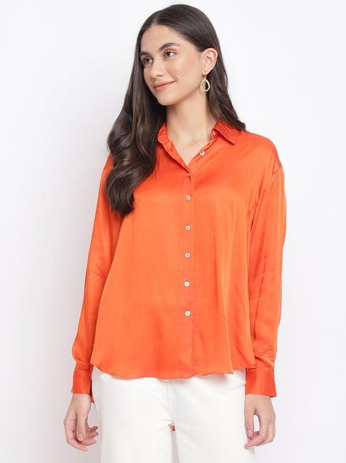 fabindia orange regular fit shirt