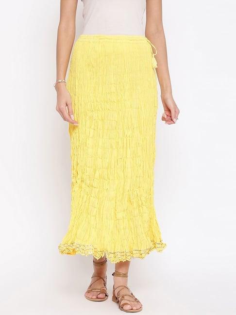 fabindia yellow zari work maxi skirt