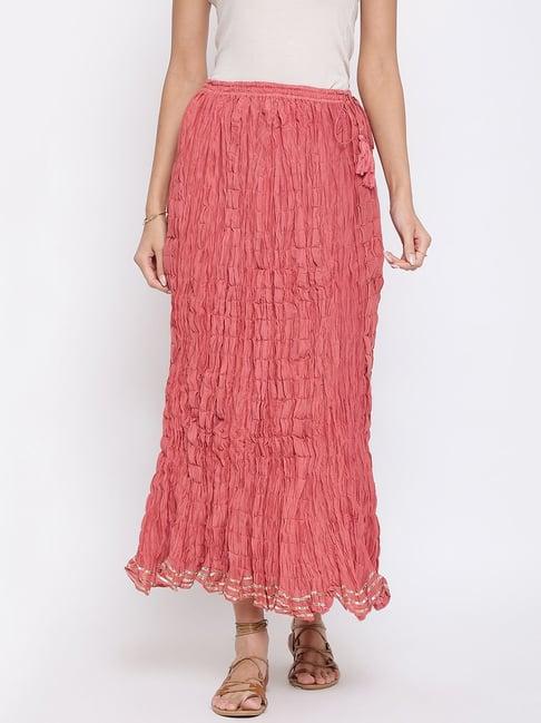 fabindia pink zari work maxi skirt