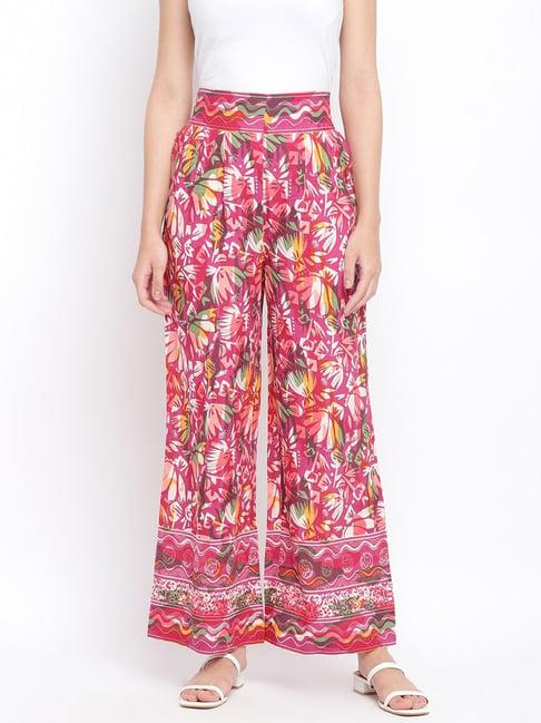 fabindia pink floral print palazzos