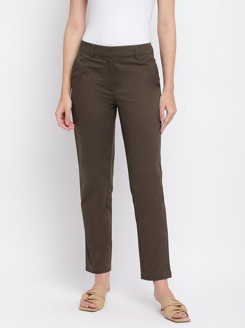 fabindia brown regular fit trousers