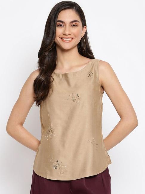 fabindia beige embroidered top