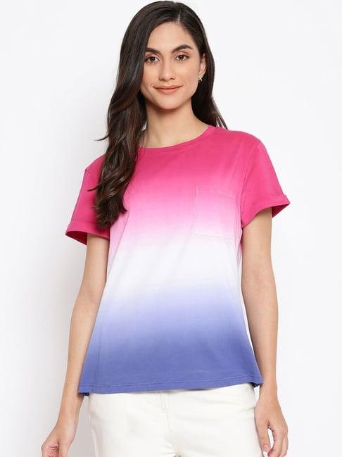 fabindia multicolored cotton ombre pattern top