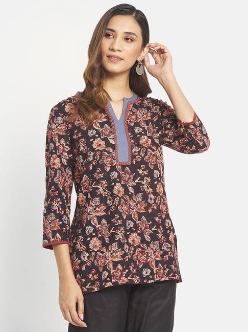 fabindia black cotton floral print tunic