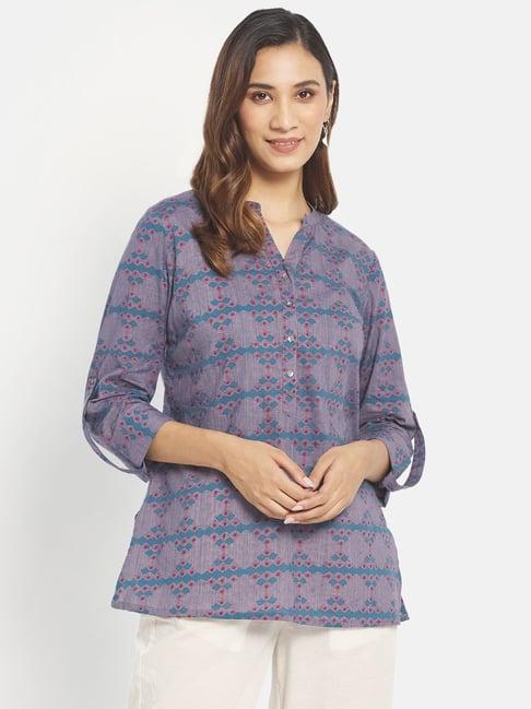 fabindia purple cotton printed tunic