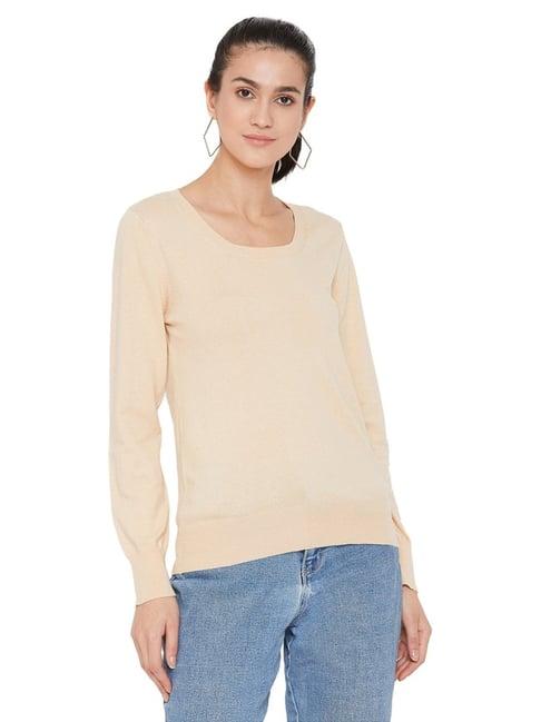 madame beige cotton regular fit sweater