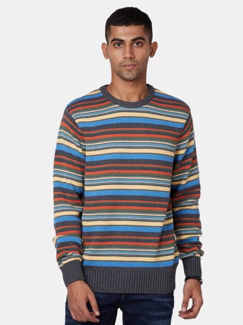 royal enfield multicolor striped full sleeves sweater